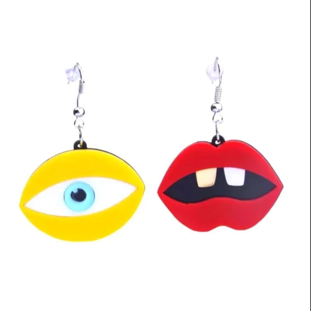 NWOT Eyeball & Gold Tooth Lip Earrings